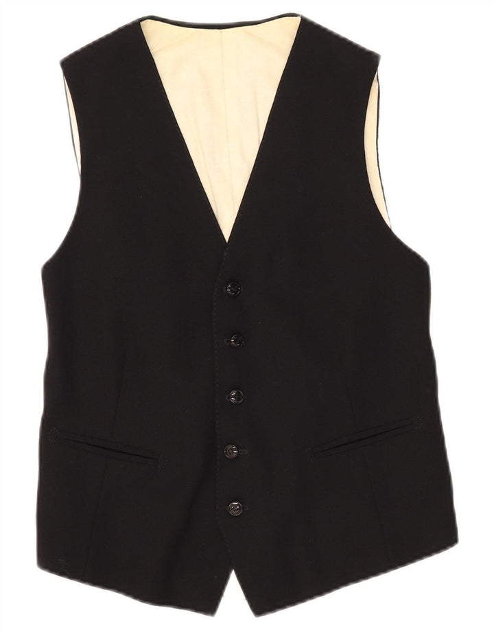 Vintage Mens Waistcoat XS Black