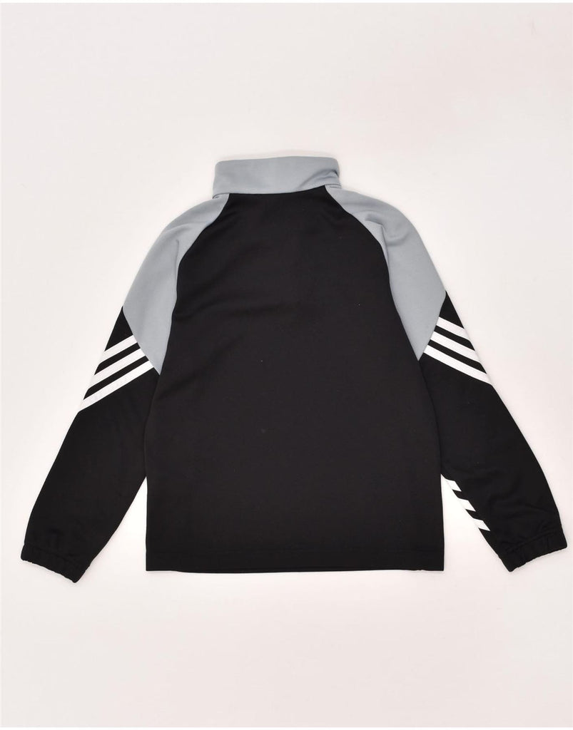 ADIDAS Boys Graphic Zip Neck Pullover Tracksuit Top 7-8 Years Small Black | Vintage Adidas | Thrift | Second-Hand Adidas | Used Clothing | Messina Hembry 