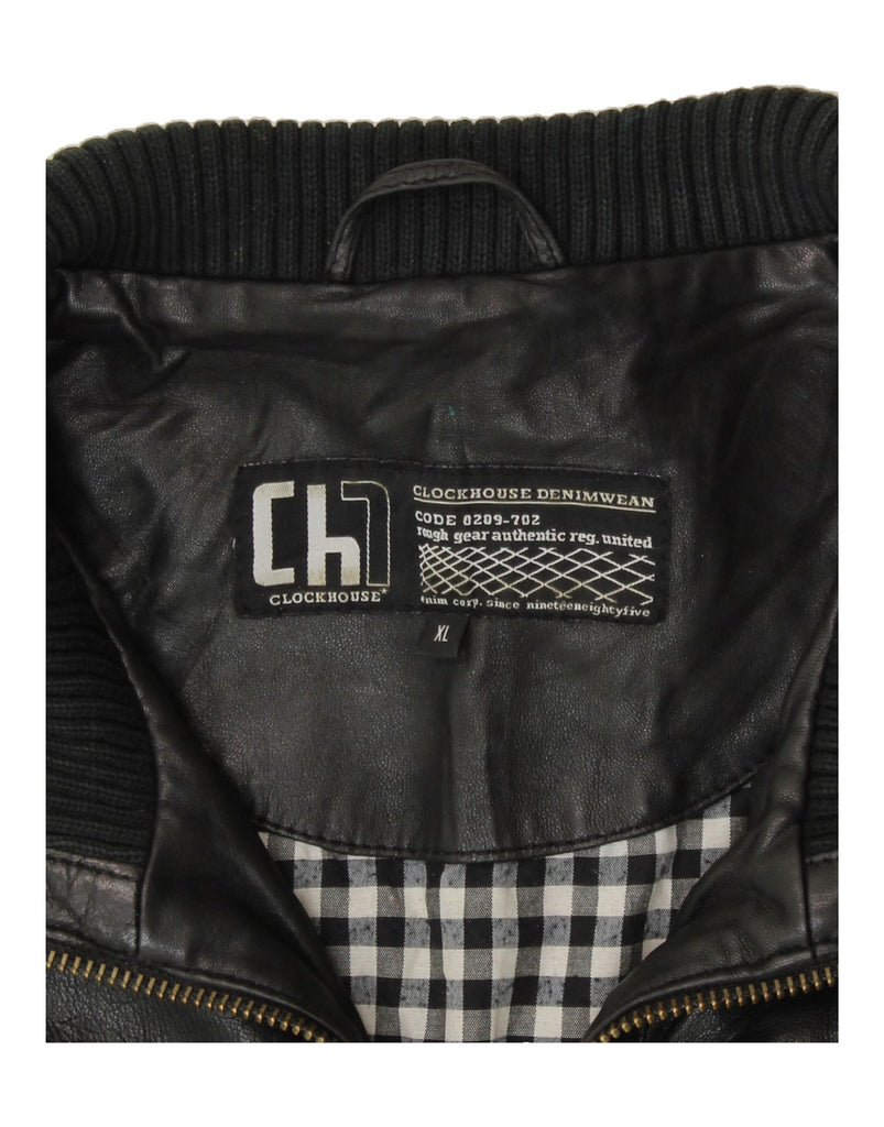 CLOCK HOUSE Mens Leather Jacket UK 42 XL Black Leather Vintage CLOCK HOUSE and Second-Hand CLOCK HOUSE from Messina Hembry 