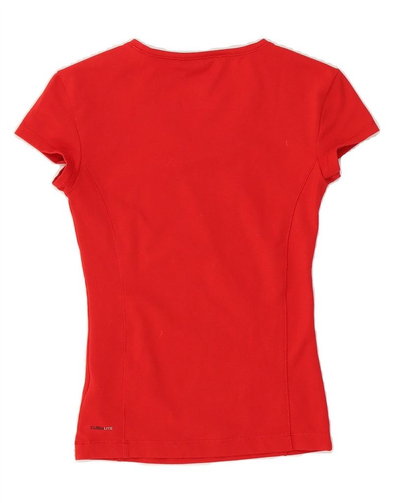 ADIDAS Womens Climalite T-Shirt Top UK 8 Small Red Cotton Vintage Adidas and Second-Hand Adidas from Messina Hembry 
