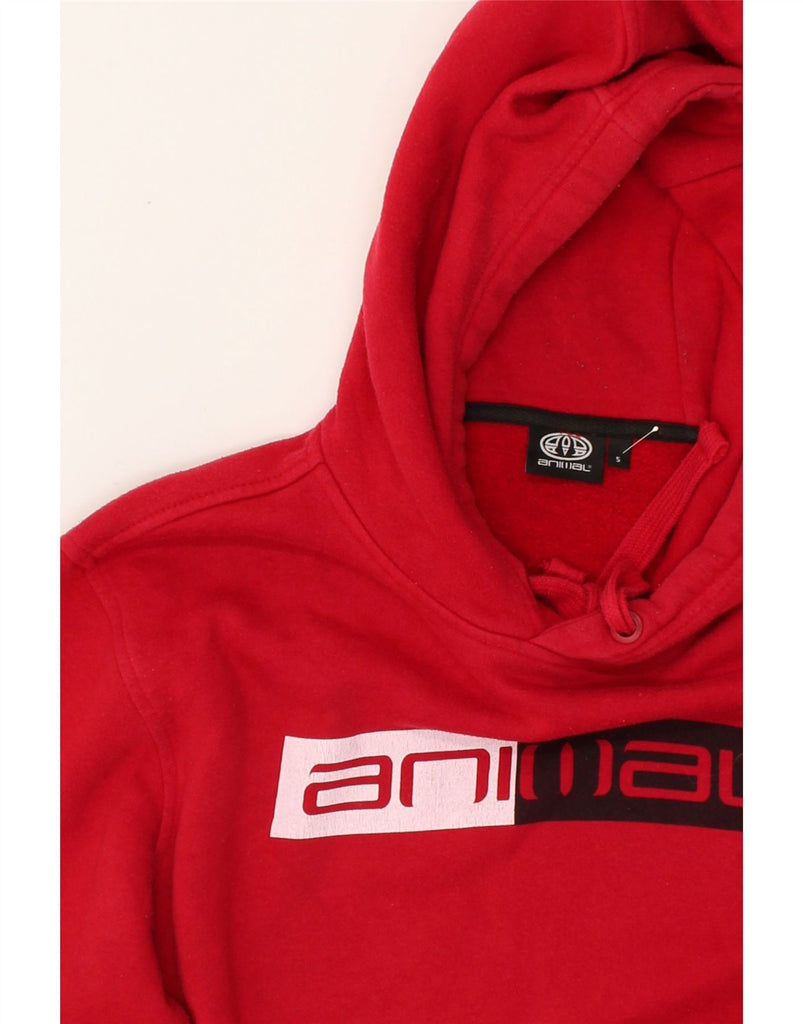 ANIMAL Mens Graphic Hoodie Jumper Small Red Cotton | Vintage Animal | Thrift | Second-Hand Animal | Used Clothing | Messina Hembry 