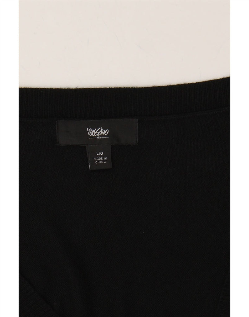 MOSSIMO Womens V-Neck Jumper Sweater UK 16 Large Black Nylon Vintage Mossimo and Second-Hand Mossimo from Messina Hembry 