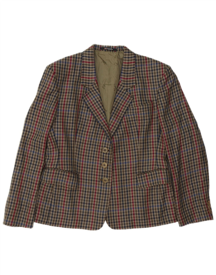 DAKS Womens 3 Button Blazer Jacket UK 14 Medium Multicoloured Check