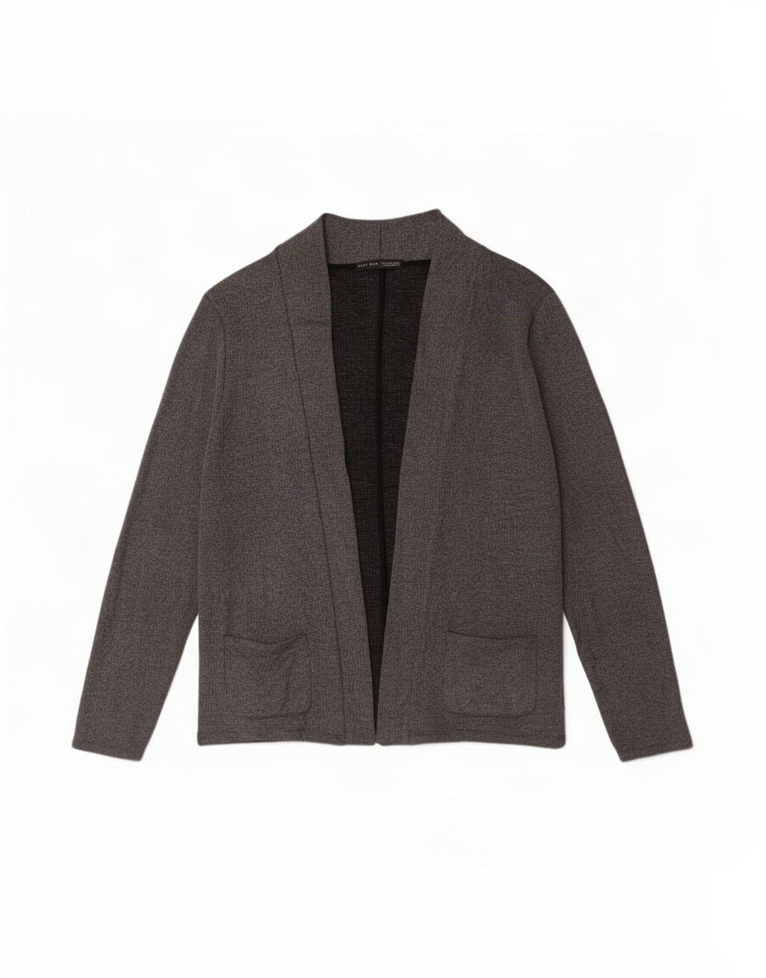 Zara Mens Open Cardigan Sweater XL Grey Cotton