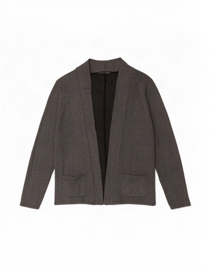Zara Mens Open Cardigan Sweater XL Grey Cotton