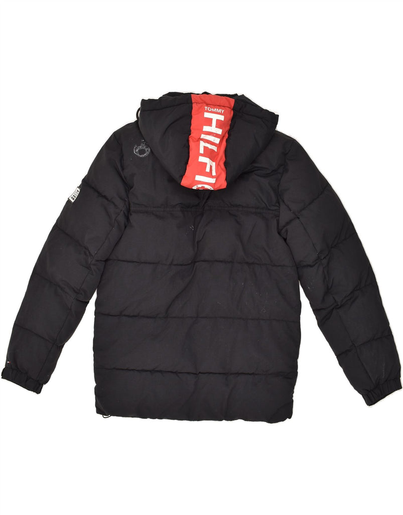 TOMMY HILFIGER Mens Hooded Padded Jacket UK 36 Small Black Nylon | Vintage Tommy Hilfiger | Thrift | Second-Hand Tommy Hilfiger | Used Clothing | Messina Hembry 
