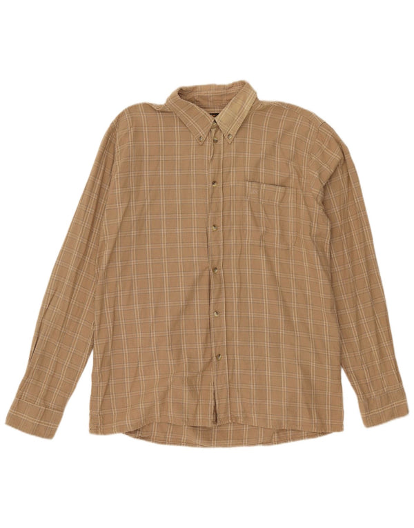 Lee Mens Flannel Shirt Large Beige Check Cotton