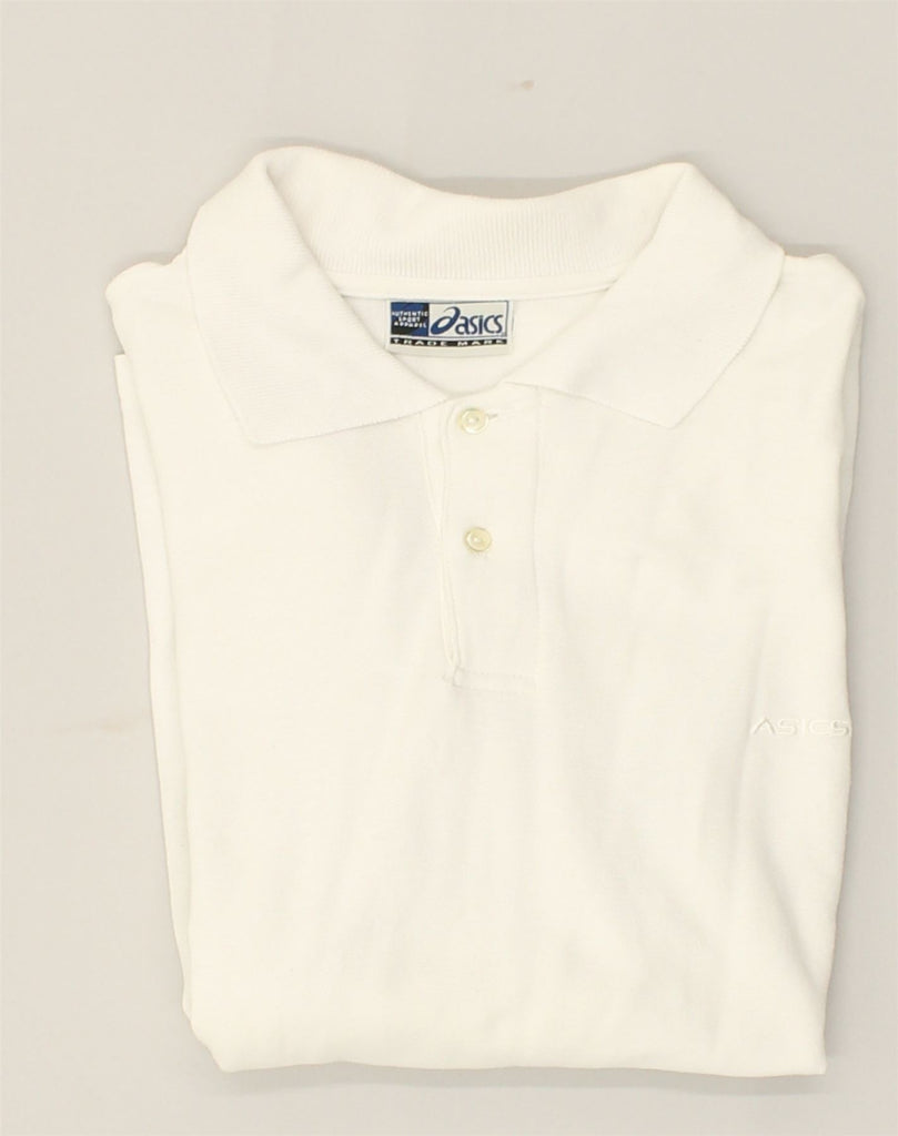 ASICS Mens Polo Shirt Large White Cotton | Vintage Asics | Thrift | Second-Hand Asics | Used Clothing | Messina Hembry 