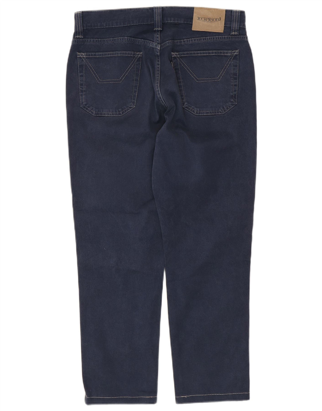 JECKERSON Mens Slim Casual Trousers W32 L26 Navy Blue Cotton