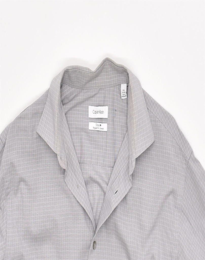 CALVIN KLEIN Mens Stretch Regular Fit Shirt Size 15 1/2 Medium Grey Check | Vintage | Thrift | Second-Hand | Used Clothing | Messina Hembry 