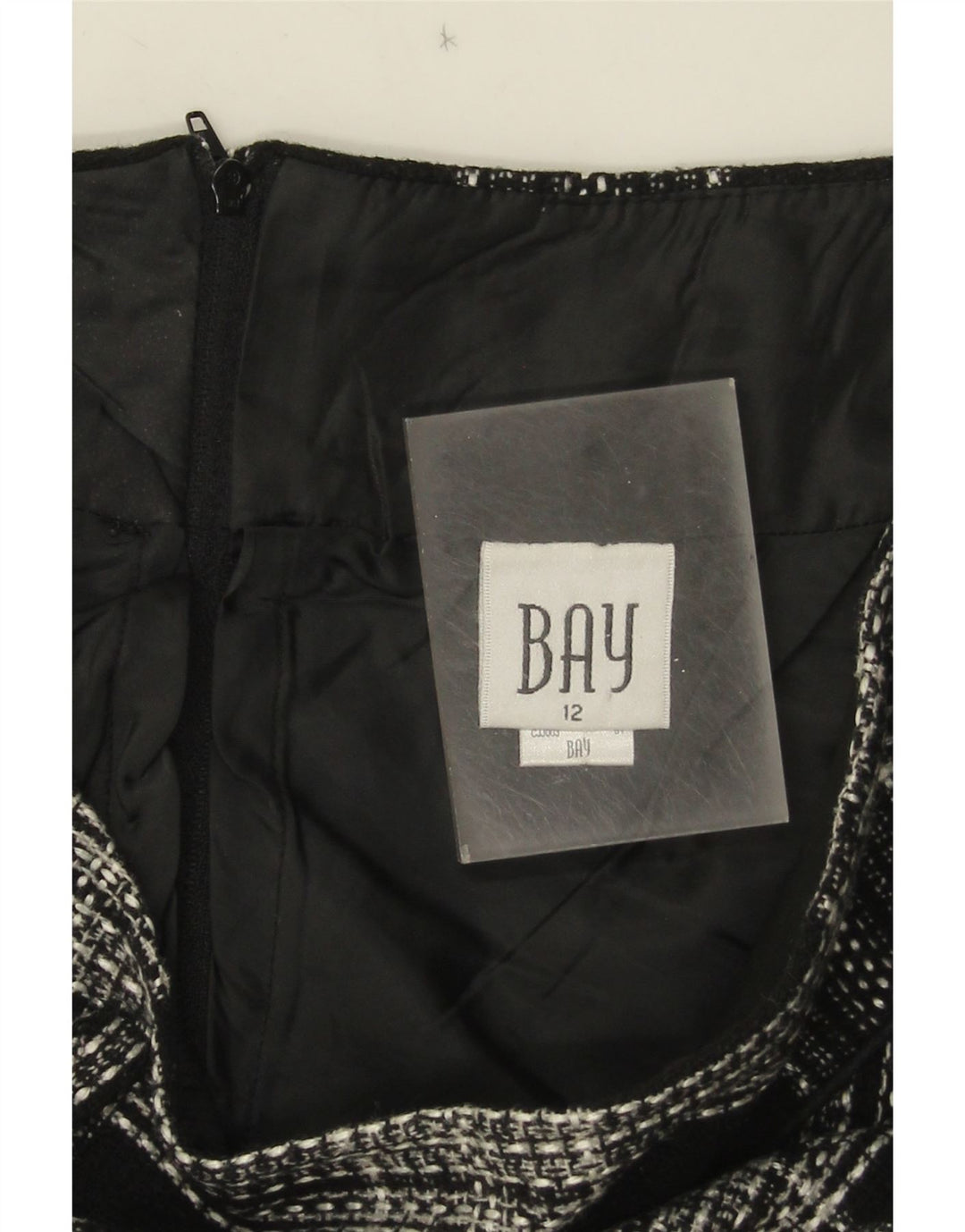 Bay Womens A-Line Skirt UK 12 Medium W30  Black Check Acrylic
