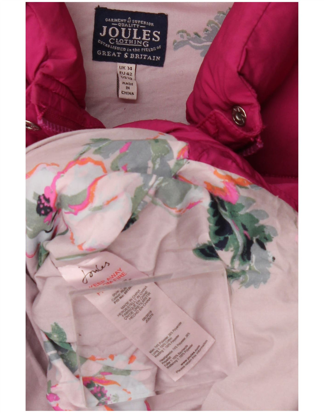 Joules Womens Padded Gilet UK 14 Large Pink Polyester