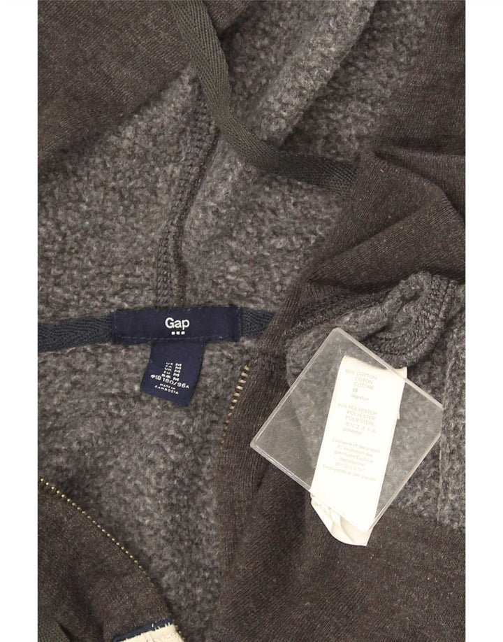 Gap Mens Graphic Zip Hoodie Sweater Medium Grey Flecked Cotton