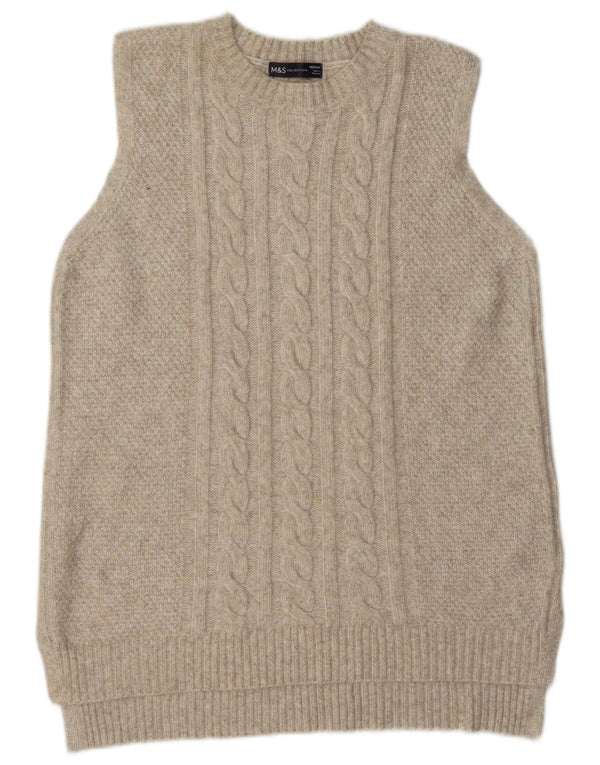 Marks & Spencer Womens Oversized Vest Tank Top UK 14 Medium Beige Polyester