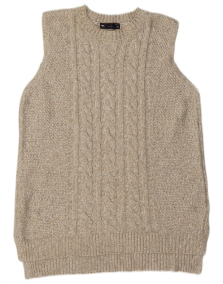 Marks & Spencer Womens Oversized Vest Tank Top UK 14 Medium Beige Polyester