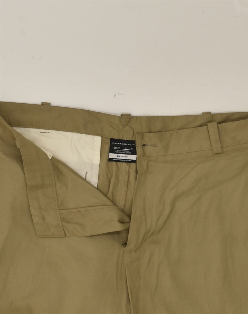 NIKE Mens Dri Fit Straight Casual Trousers W34 L30  Khaki Polyester | Vintage Nike | Thrift | Second-Hand Nike | Used Clothing | Messina Hembry 