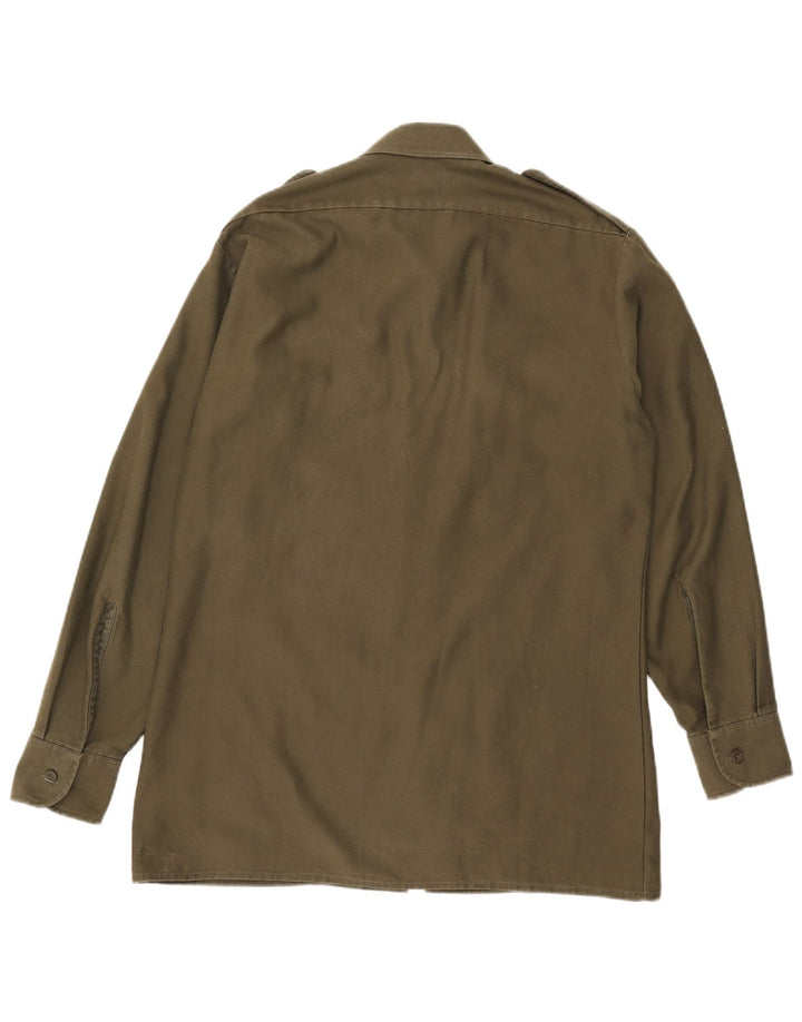 Vintage Mens Military Shirt Size 39/40 Medium Khaki Polyester