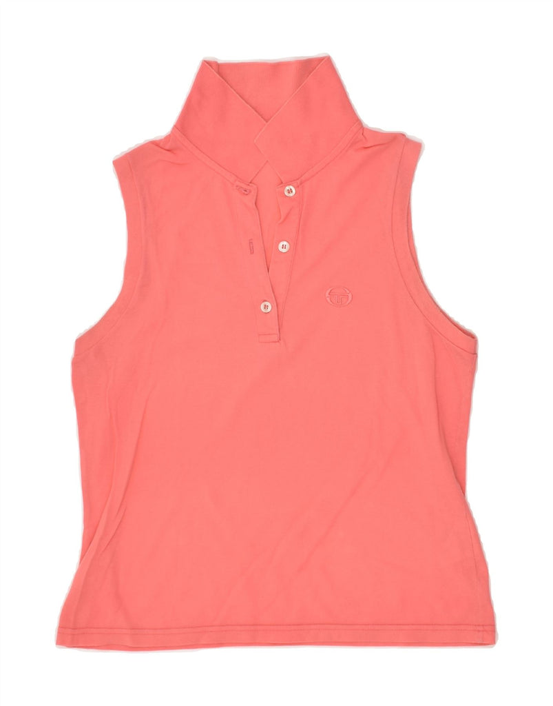 SERGIO TACCHINI Womens Milano Sleeveless Polo Shirt UK 12 Medium Pink | Vintage Sergio Tacchini | Thrift | Second-Hand Sergio Tacchini | Used Clothing | Messina Hembry 