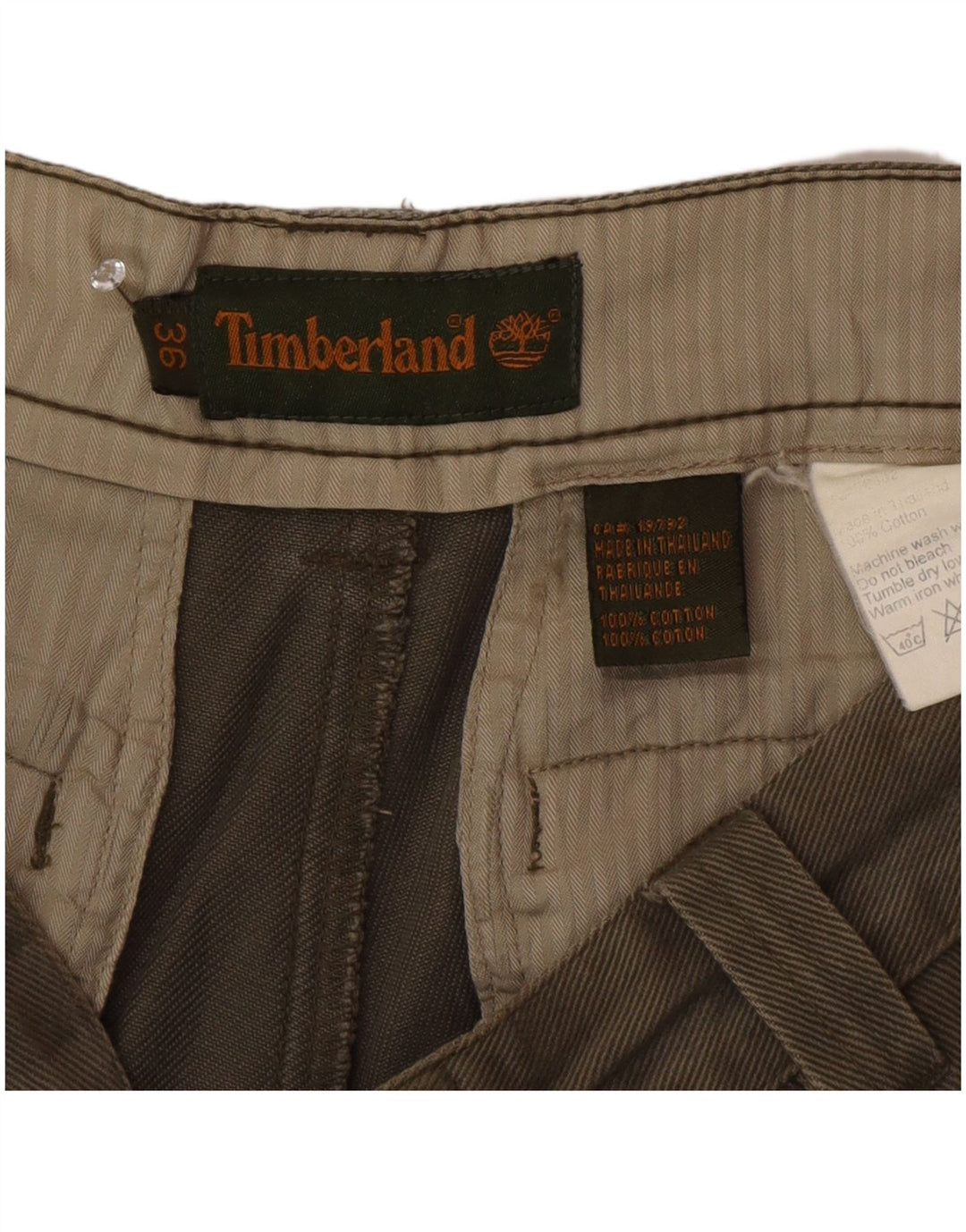 Timberland Mens Straight Cargo Trousers W36 L27 Beige Cotton