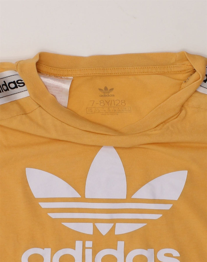 ADIDAS Girls Graphic T-Shirt Top 7-8 Years Yellow Cotton | Vintage Adidas | Thrift | Second-Hand Adidas | Used Clothing | Messina Hembry 