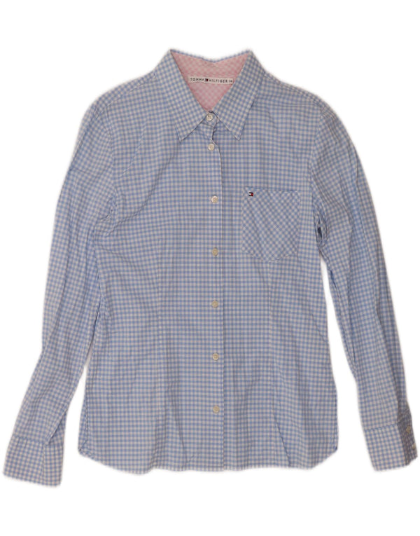 Tommy Hilfiger Womens Shirt UK 14 Large Blue Gingham Cotton