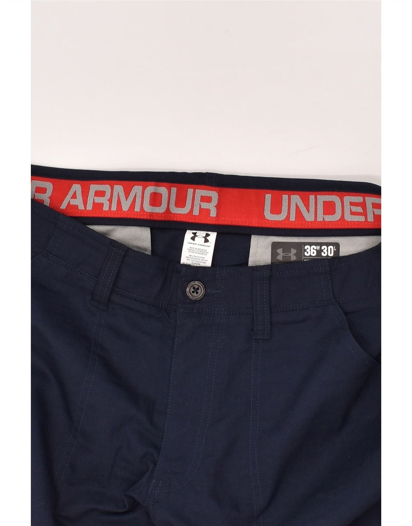 UNDER ARMOUR Mens Straight Chino Trousers W36 L30 Navy Blue Polyester | Vintage Under Armour | Thrift | Second-Hand Under Armour | Used Clothing | Messina Hembry 