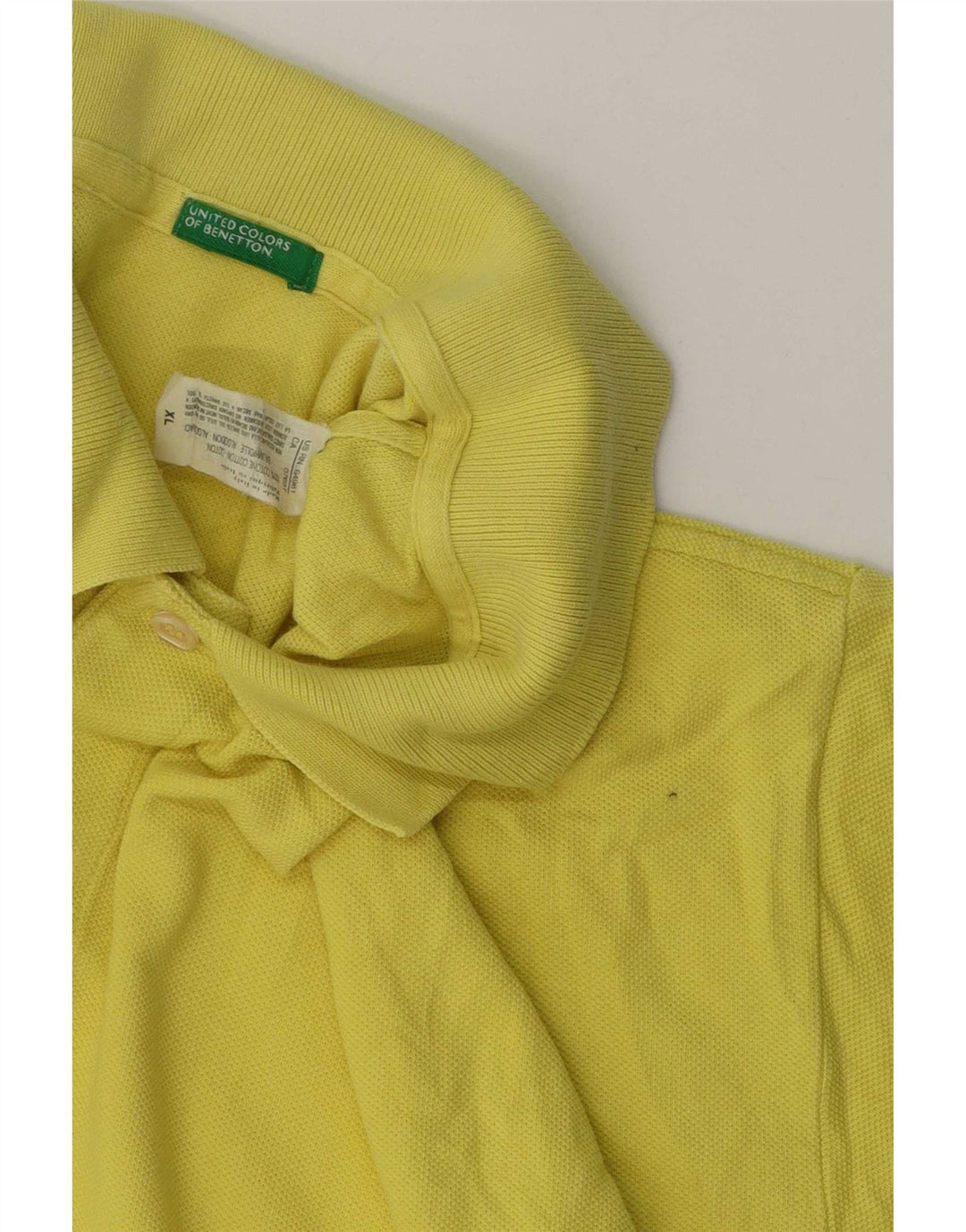 Benetton Mens Polo Shirt XL Yellow Cotton