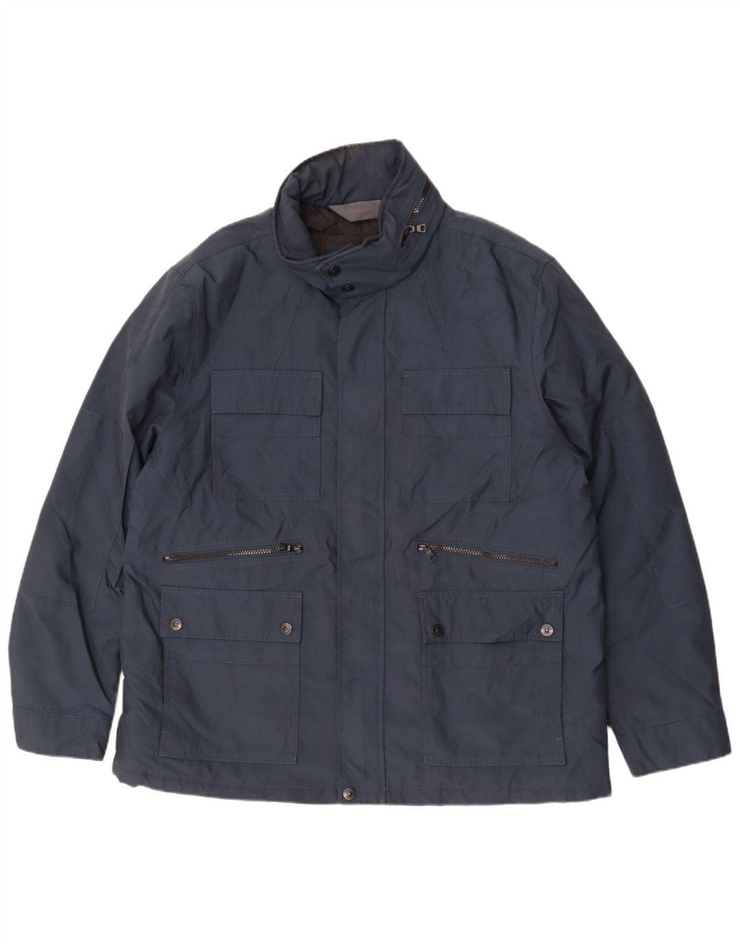 Marks & Spencer Mens Hooded Utility Jacket UK 44 2XL Navy Blue Polyester