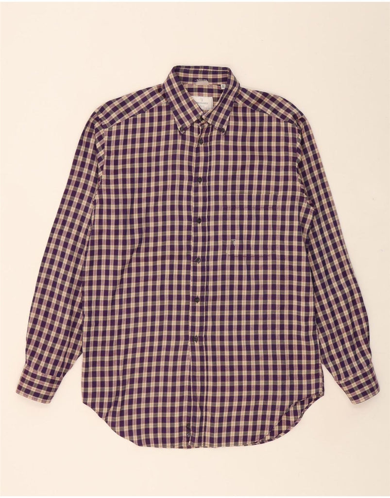 TRUSSARDI Mens Shirt Size 40 15 1/2 Medium Purple Check Vintage Trussardi and Second-Hand Trussardi from Messina Hembry 