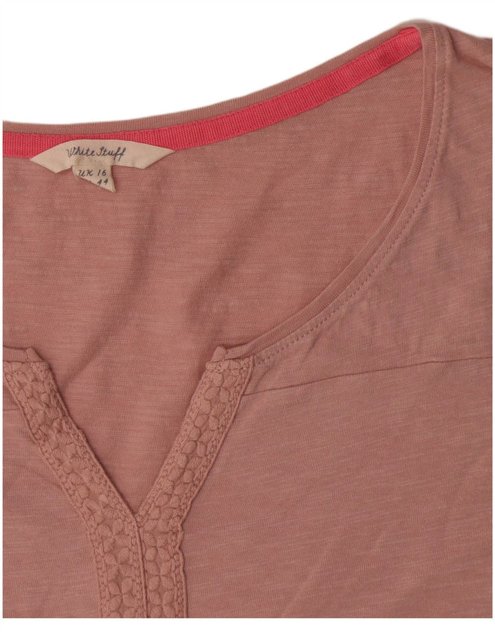 White Stuff Womens T-Shirt Top UK 16 Large  Pink Cotton