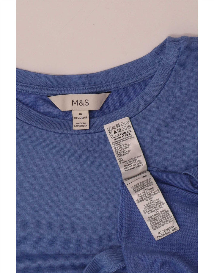 Marks & Spencer Womens Top Long Sleeve UK 16 Large Blue Viscose