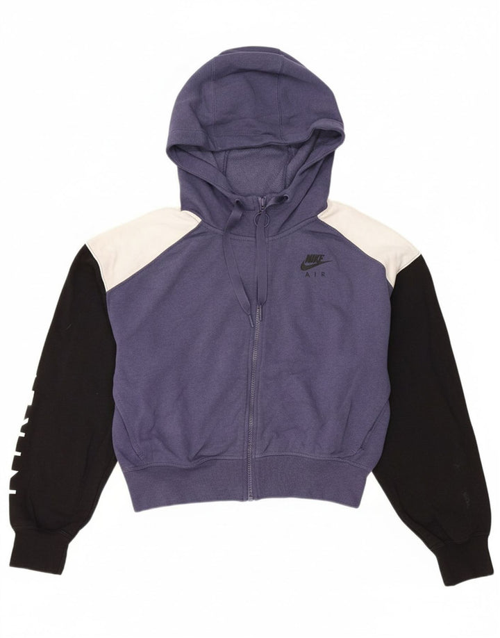 NIKE Womens Crop Oversized Zip Hoodie Sweater UK 10 Small Purple