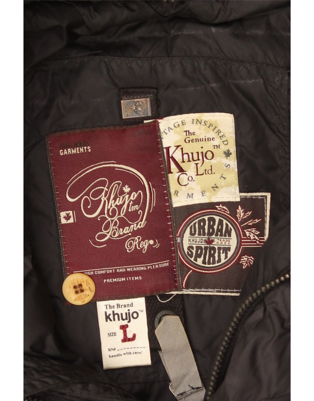 KHUJO Mens Hooded Padded Jacket UK 40 Large Black Nylon