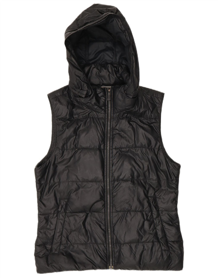 Nike Womens Hooded Padded Gilet UK 14 Medium Black Nylon