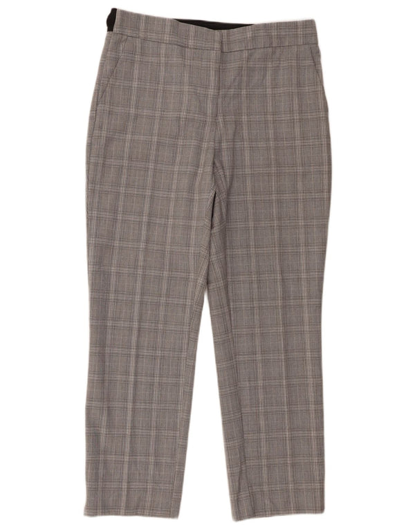 Zara Womens Slim Chino Trousers Large W30 L27 Grey Check Polyester
