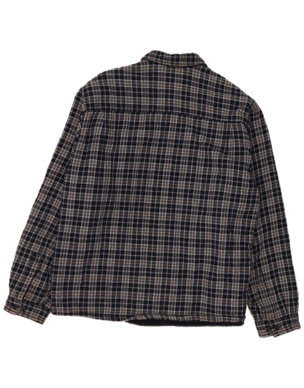 Vintage Mens Lumberjack Flannel Shirt 2XL Navy Blue Check Cotton