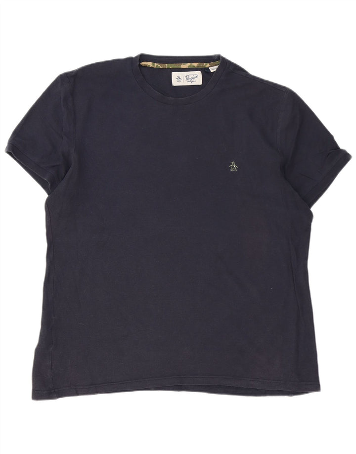 Penguin Mens T-Shirt Top Large Navy Blue Cotton