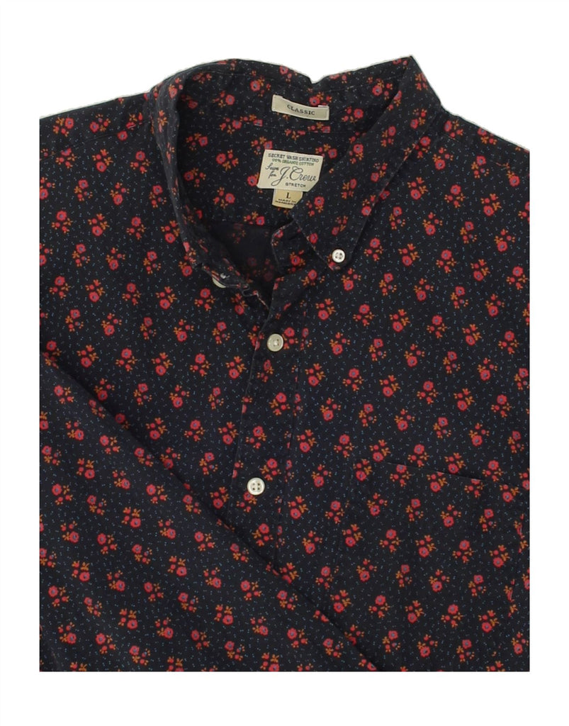 J. CREW Mens Classic Shirt Large Navy Blue Floral Cotton | Vintage J. Crew | Thrift | Second-Hand J. Crew | Used Clothing | Messina Hembry 