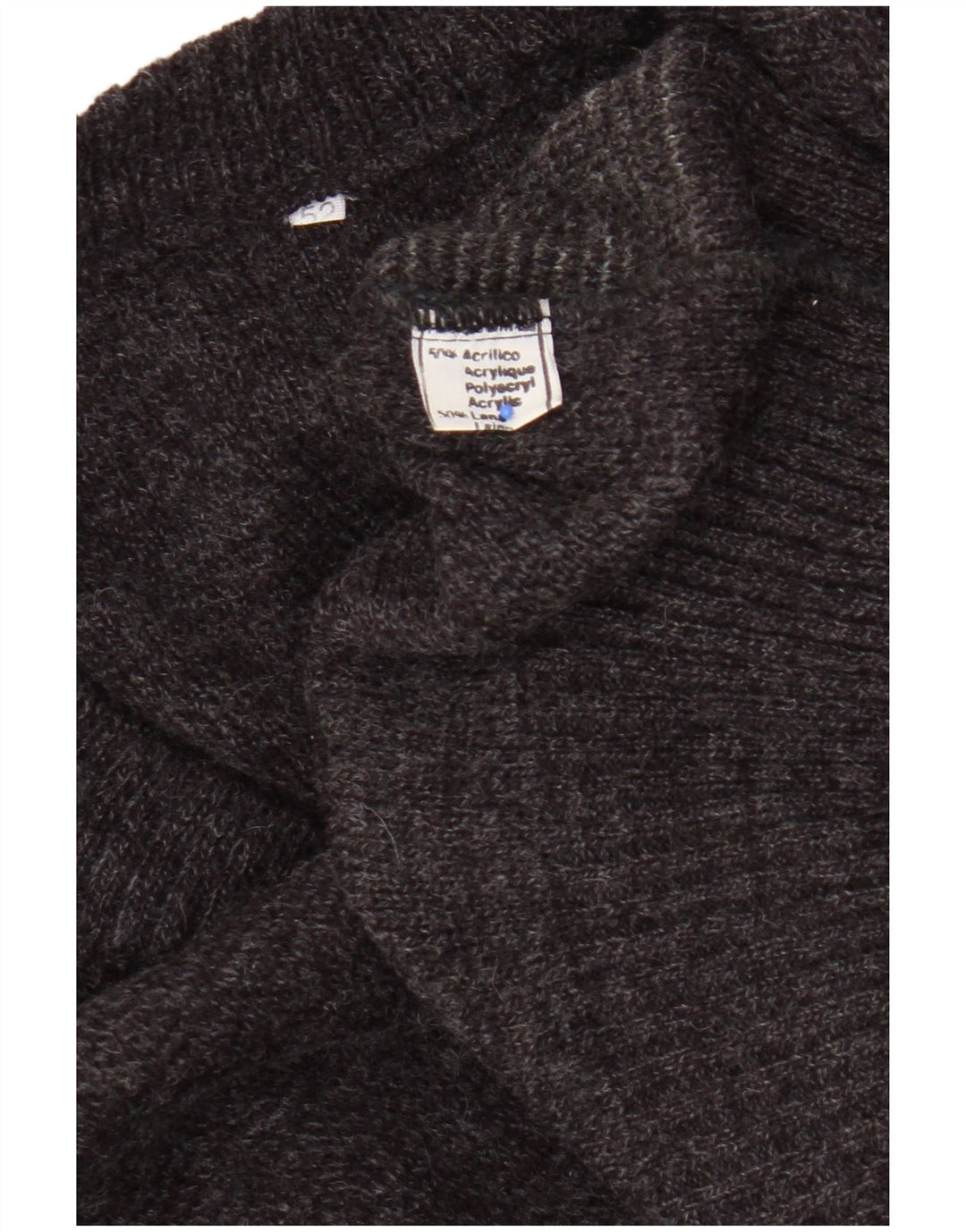 Vintage Mens V-Neck Jumper Sweater IT 52 Large Grey Geometric Acrylic