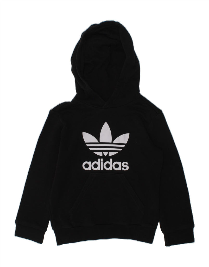 ADIDAS Boys Graphic Hoodie Jumper 6-7 Years Black Cotton | Vintage Adidas | Thrift | Second-Hand Adidas | Used Clothing | Messina Hembry 