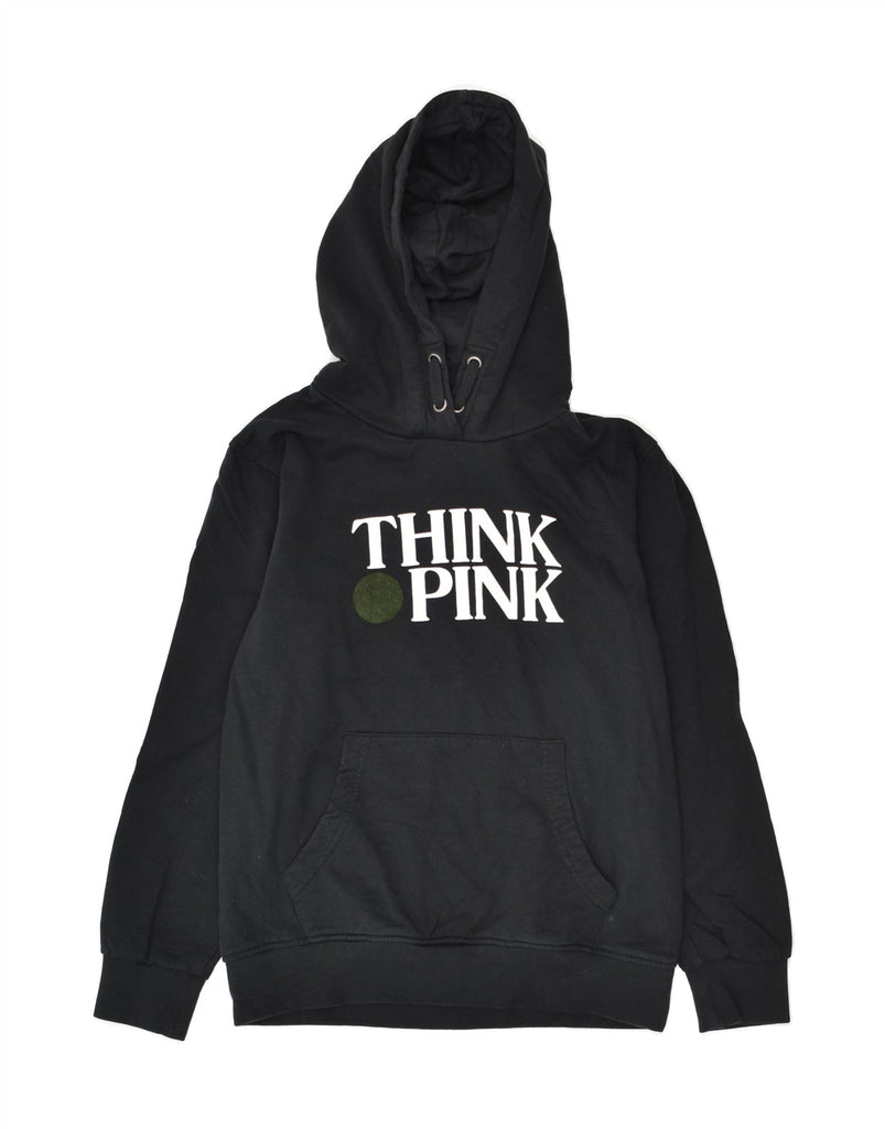 THINK PINK Boys Graphic Hoodie Jumper 12-13 Years XL Black Cotton | Vintage Think Pink | Thrift | Second-Hand Think Pink | Used Clothing | Messina Hembry 