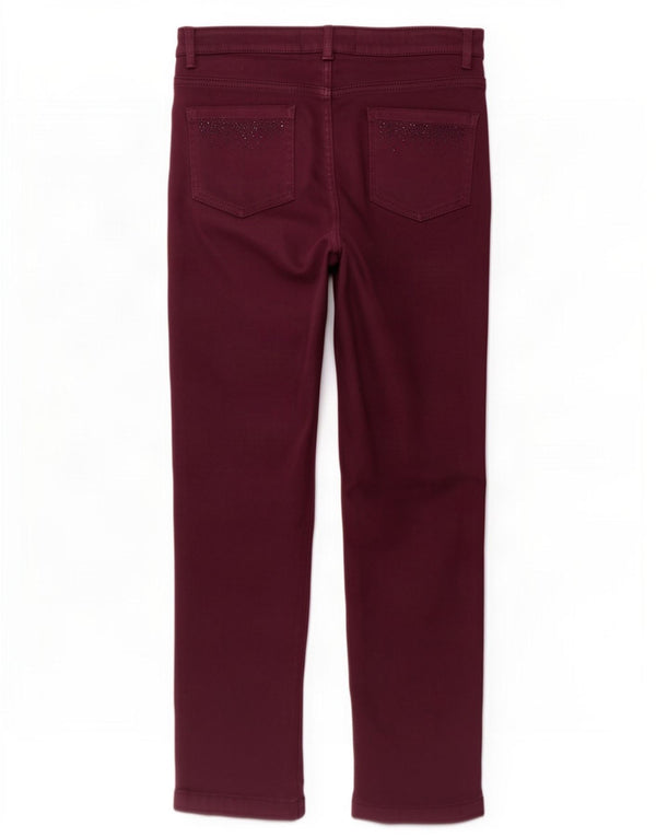 Marks & Spencer Womens Straight Casual Trousers UK 12 Medium W30 L28 Purple