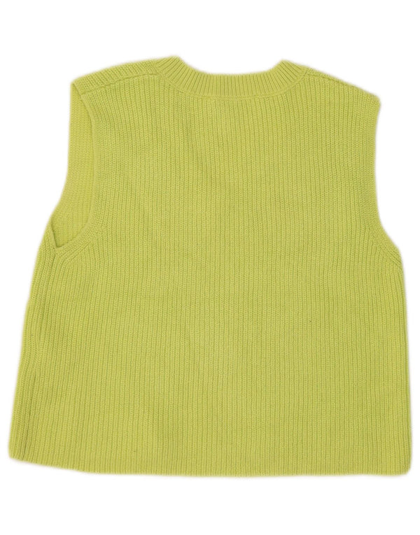 Zara Womens Crop Vest Tank Top UK 10 Small Green Cotton