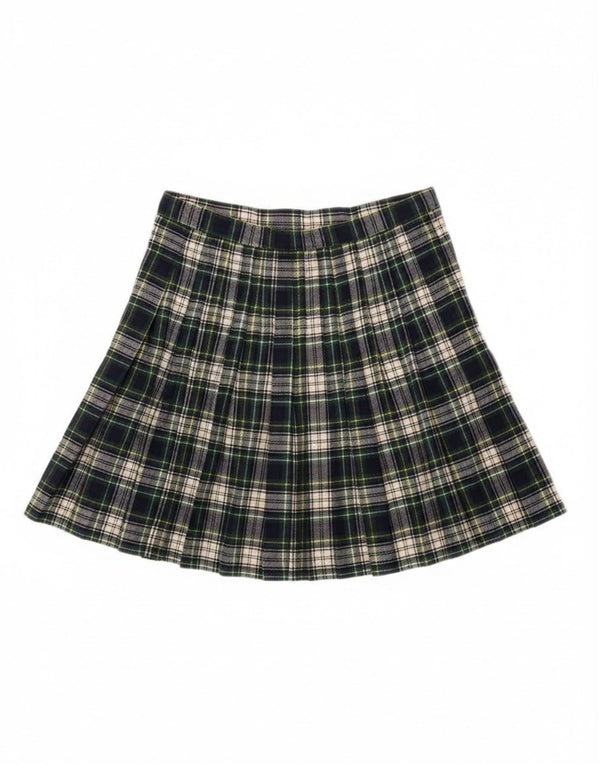 Vintage Womens Mini Wrap Skirt W28 Medium Green Plaid