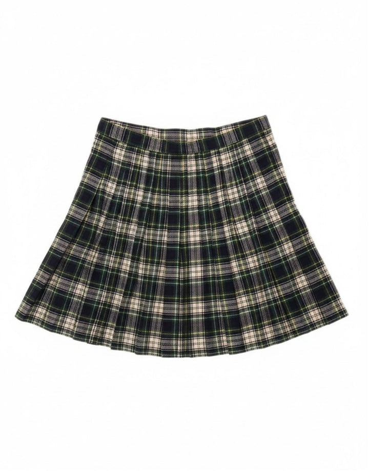 Vintage Womens Mini Wrap Skirt W28 Medium Green Plaid