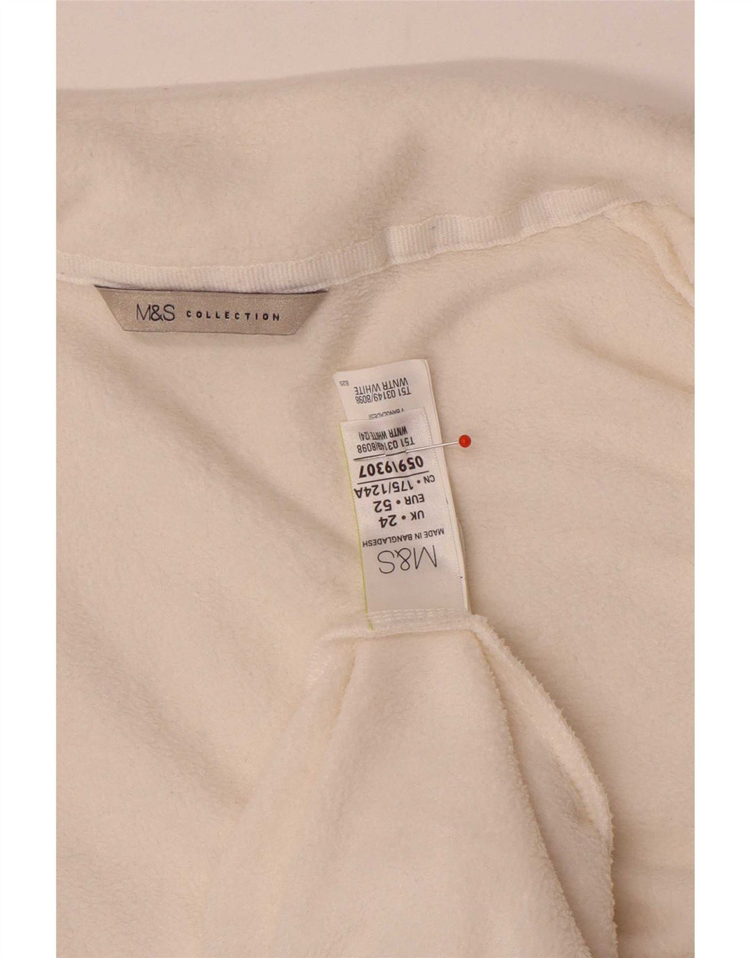 Marks & Spencer Womens Fleece Jacket UK 24 4XL White Polyester
