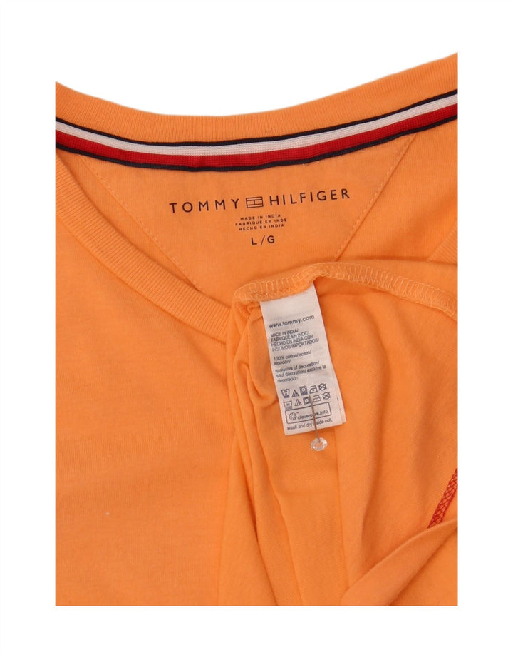 TOMMY HILFIGER Mens T-Shirt Top Large Orange Cotton Vintage Tommy Hilfiger and Second-Hand Tommy Hilfiger from Messina Hembry 