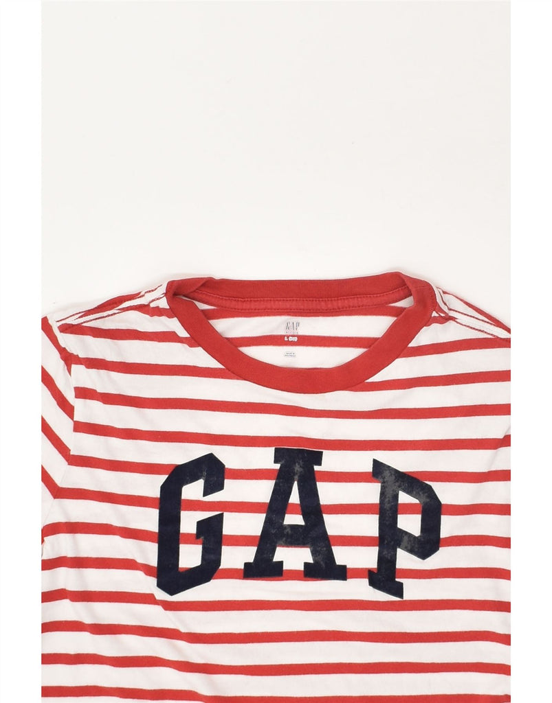 GAP Girls Graphic T-Shirt Top 9-10 Years Large Red Striped Cotton | Vintage Gap | Thrift | Second-Hand Gap | Used Clothing | Messina Hembry 