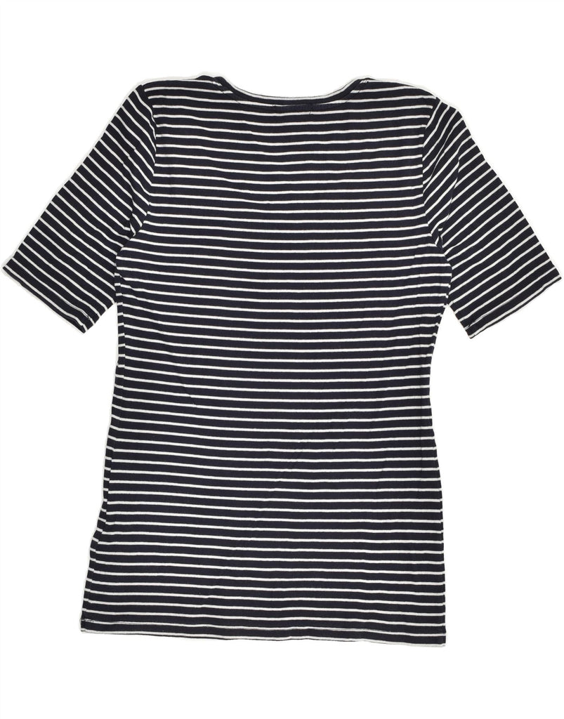 BANANA REPUBLIC Womens T-Shirt Top UK 14 Large Navy Blue Striped Cotton | Vintage Banana Republic | Thrift | Second-Hand Banana Republic | Used Clothing | Messina Hembry 