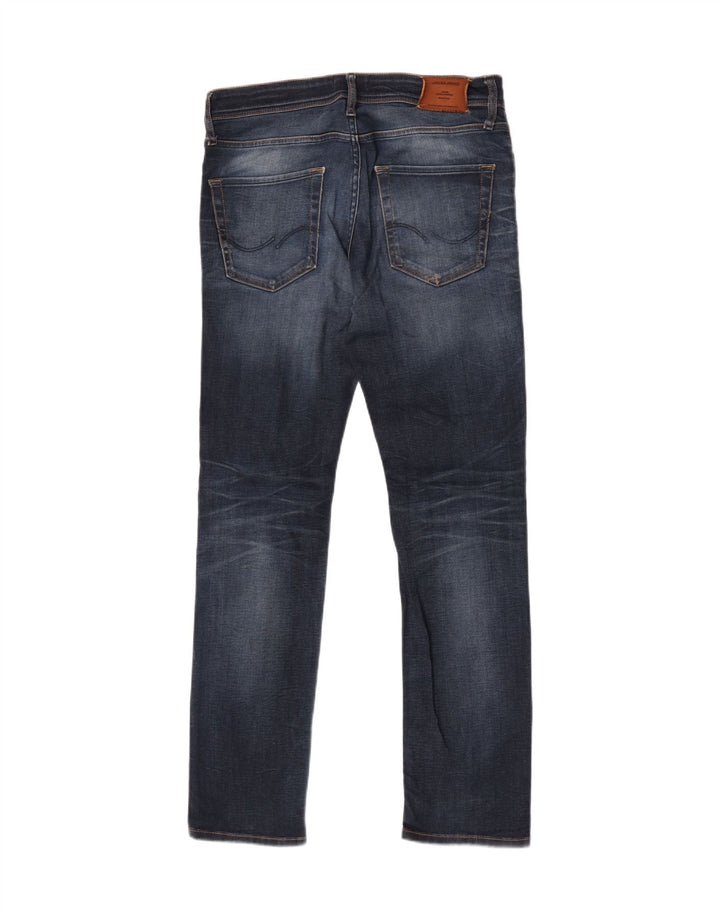 Jack & Jones Mens Tim Distressed Slim Straight Jeans W30 L32 Navy Blue